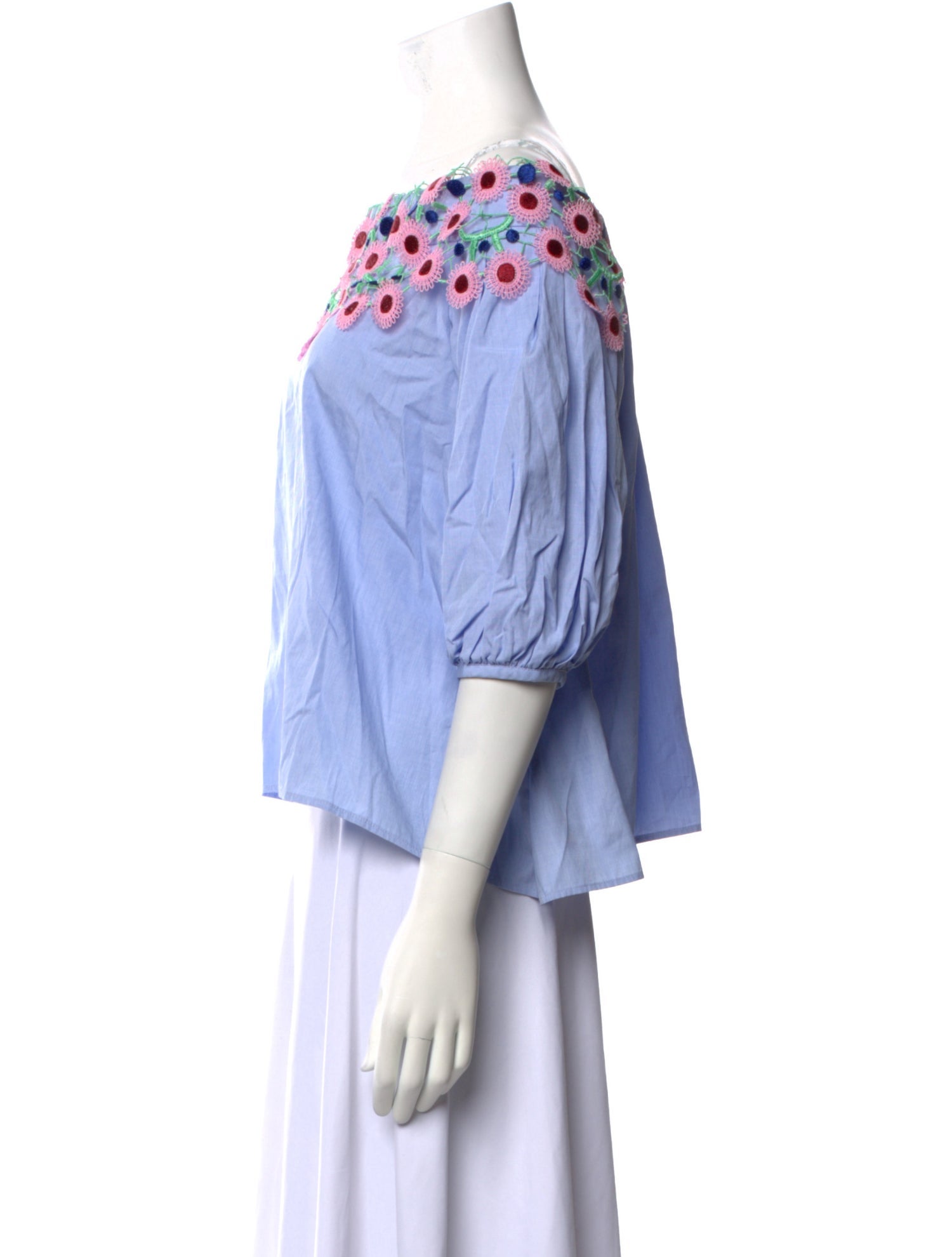 Peter Pilotto Off-The-Shoulder Three-Quarter Sleeve Crop Top