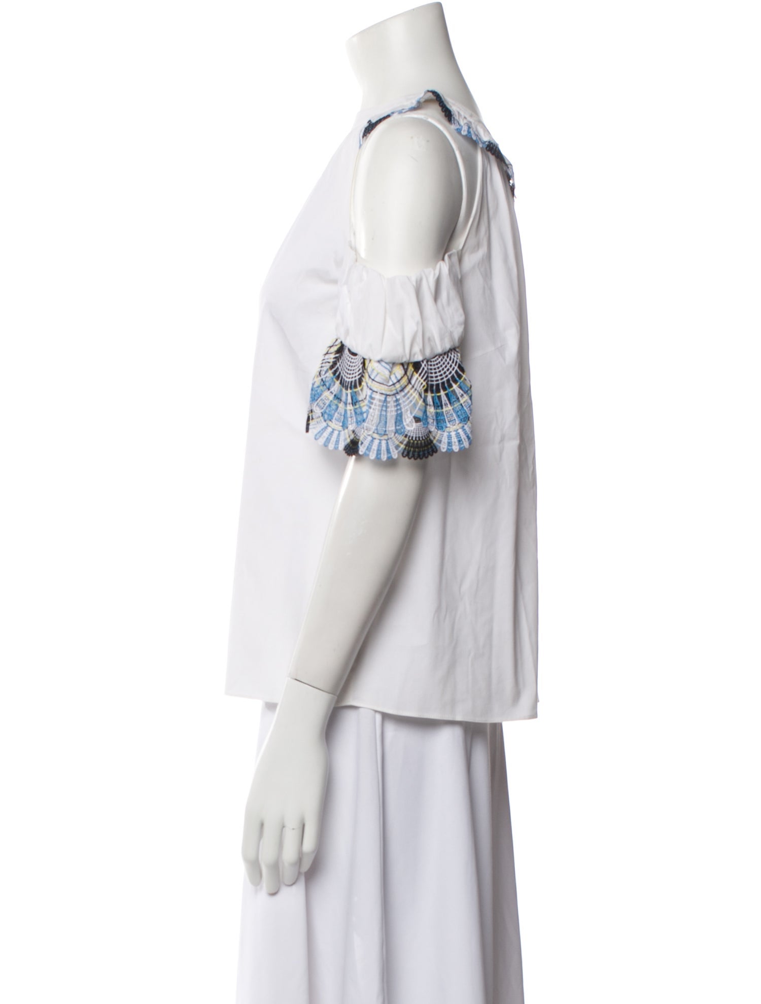 Peter Pilotto Off-The-Shoulder Short Sleeve Crop Top