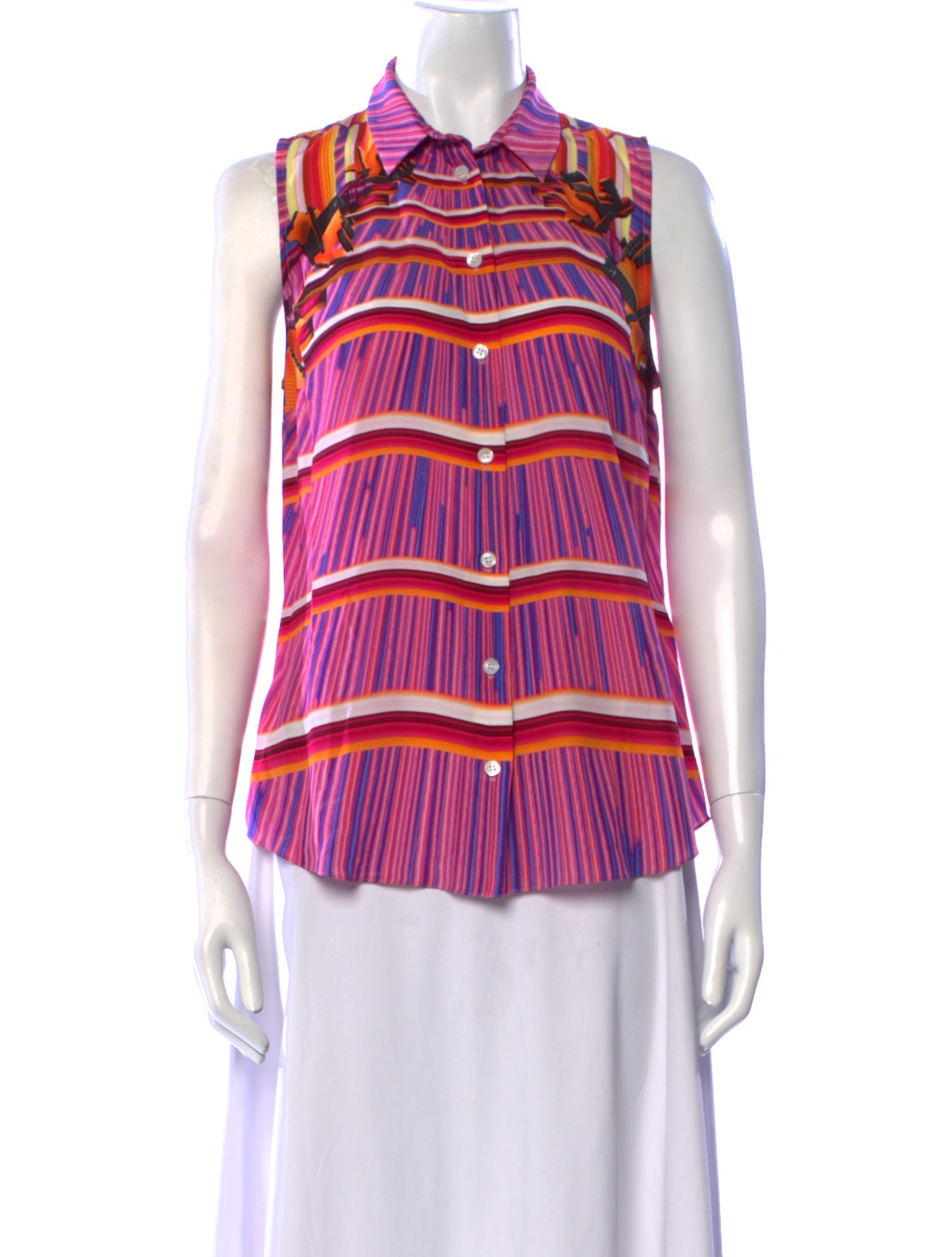 Peter Pilotto Silk Striped Button-Up Top