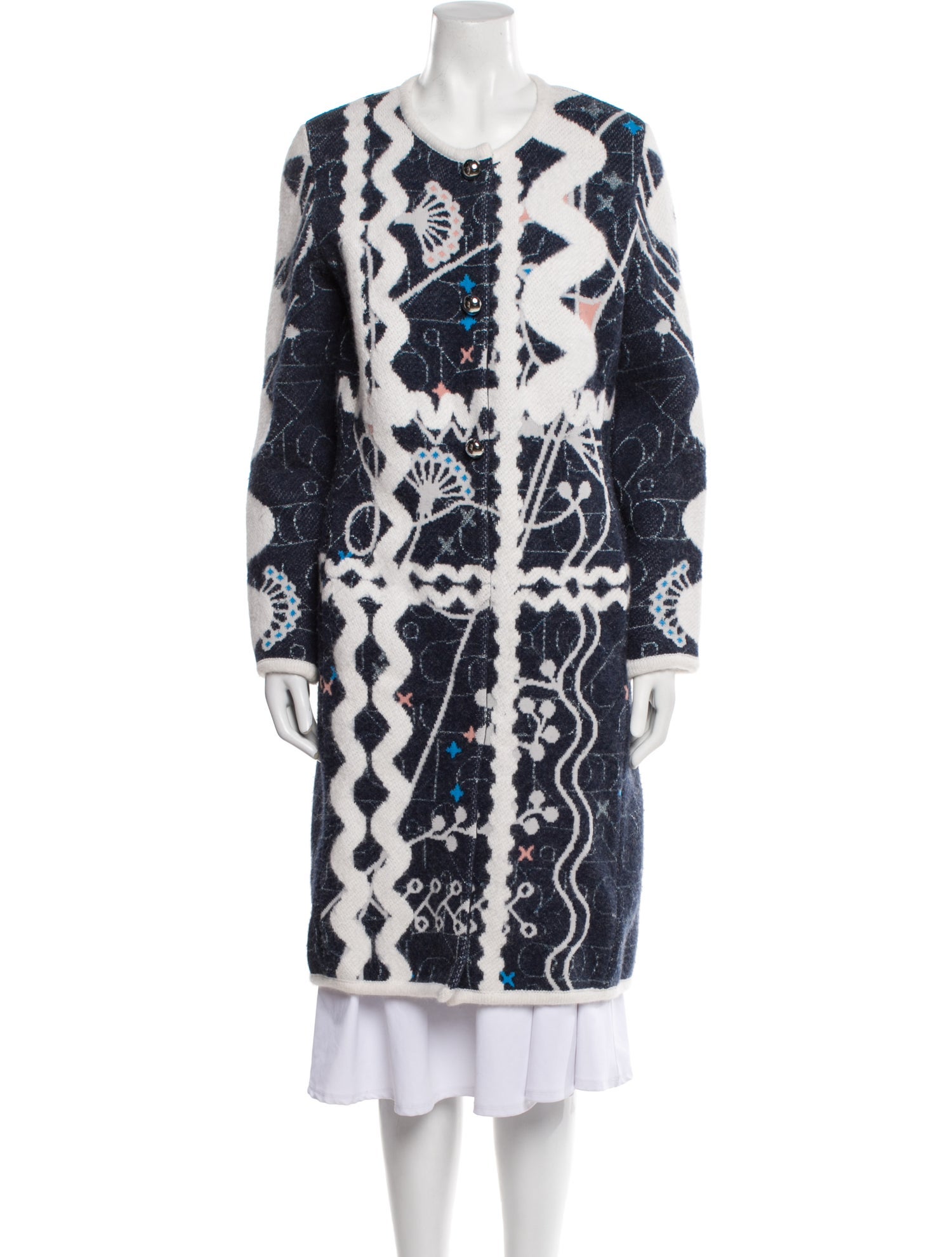 Peter Pilotto Wool Floral Print Trench Coat