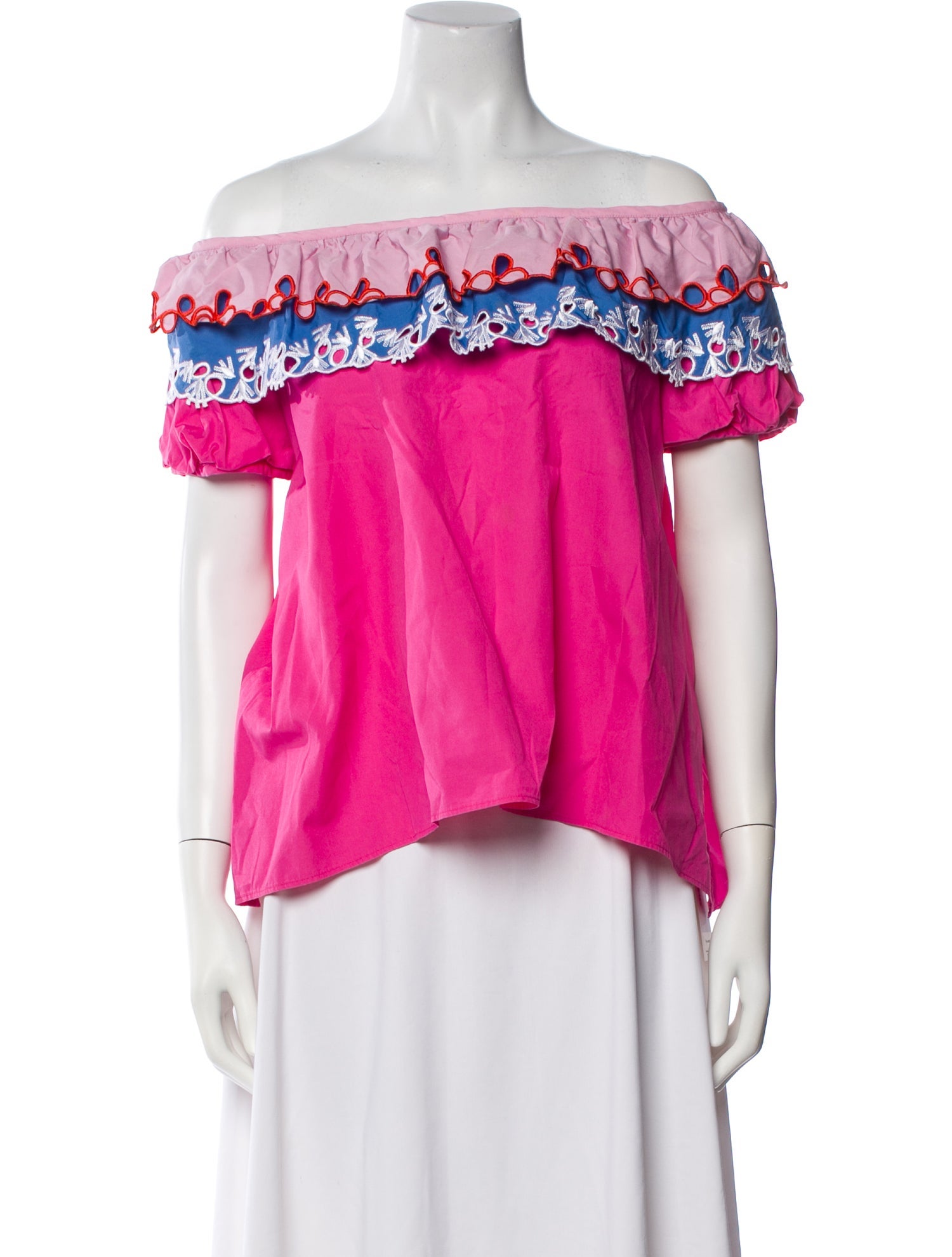 Peter Pilotto Colorblock Pattern Off-The-Shoulder Blouse