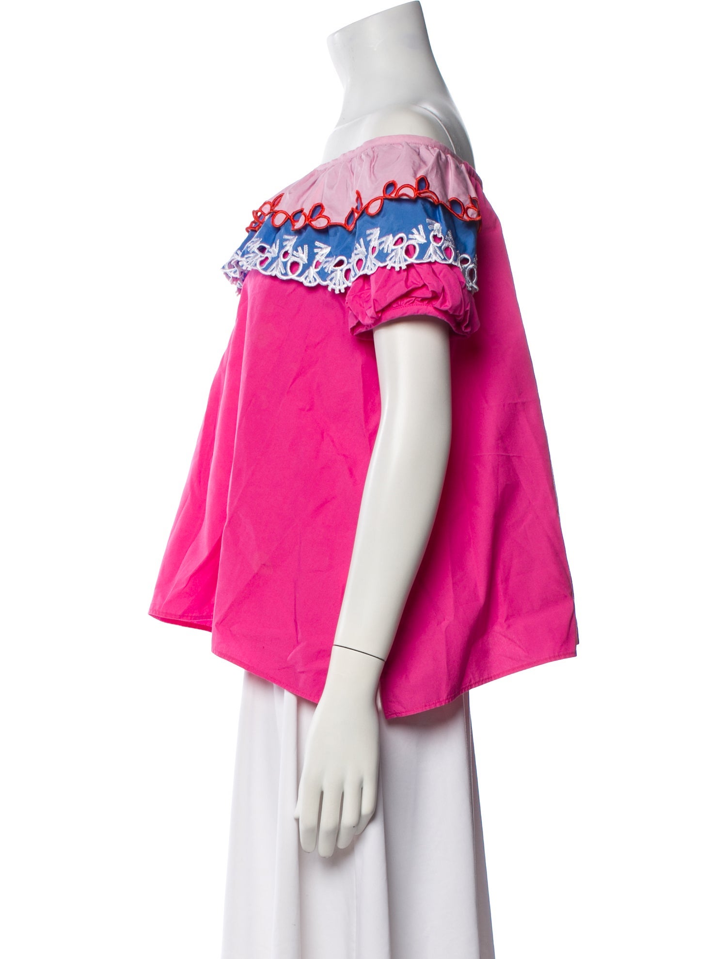 Peter Pilotto Colorblock Pattern Off-The-Shoulder Blouse