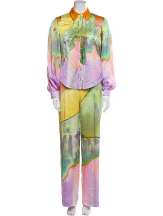 Peter Pilotto Silk Tie-Dye Print Pant Set