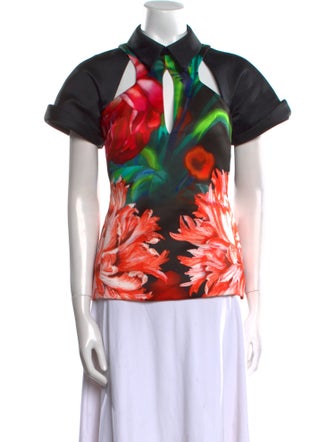 Peter Pilotto Floral Print Short Sleeve Blouse