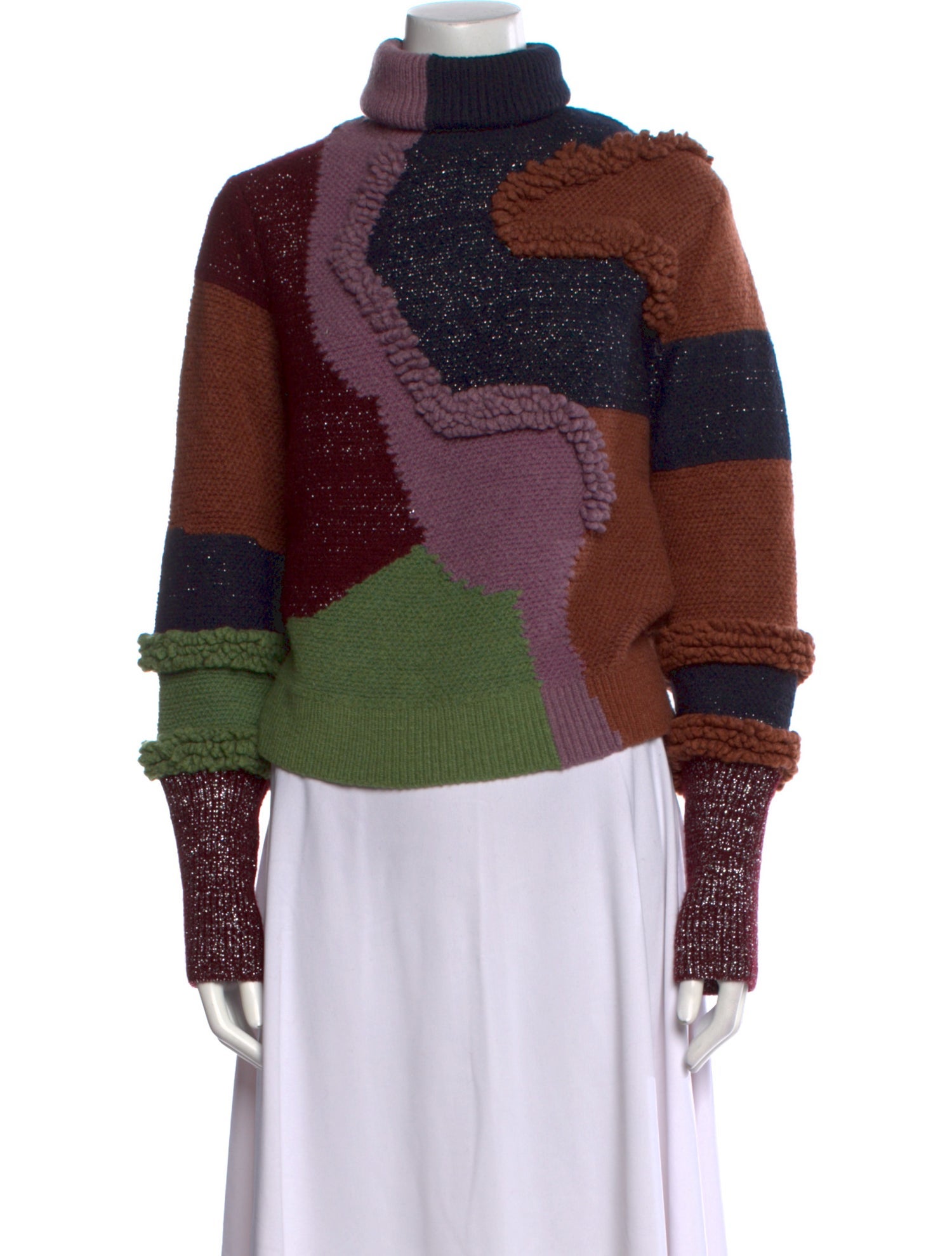 Peter Pilotto Colorblock Pattern Turtleneck Sweater
