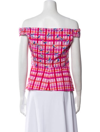 Peter Pilotto Plaid Print Off-The-Shoulder Crop Top