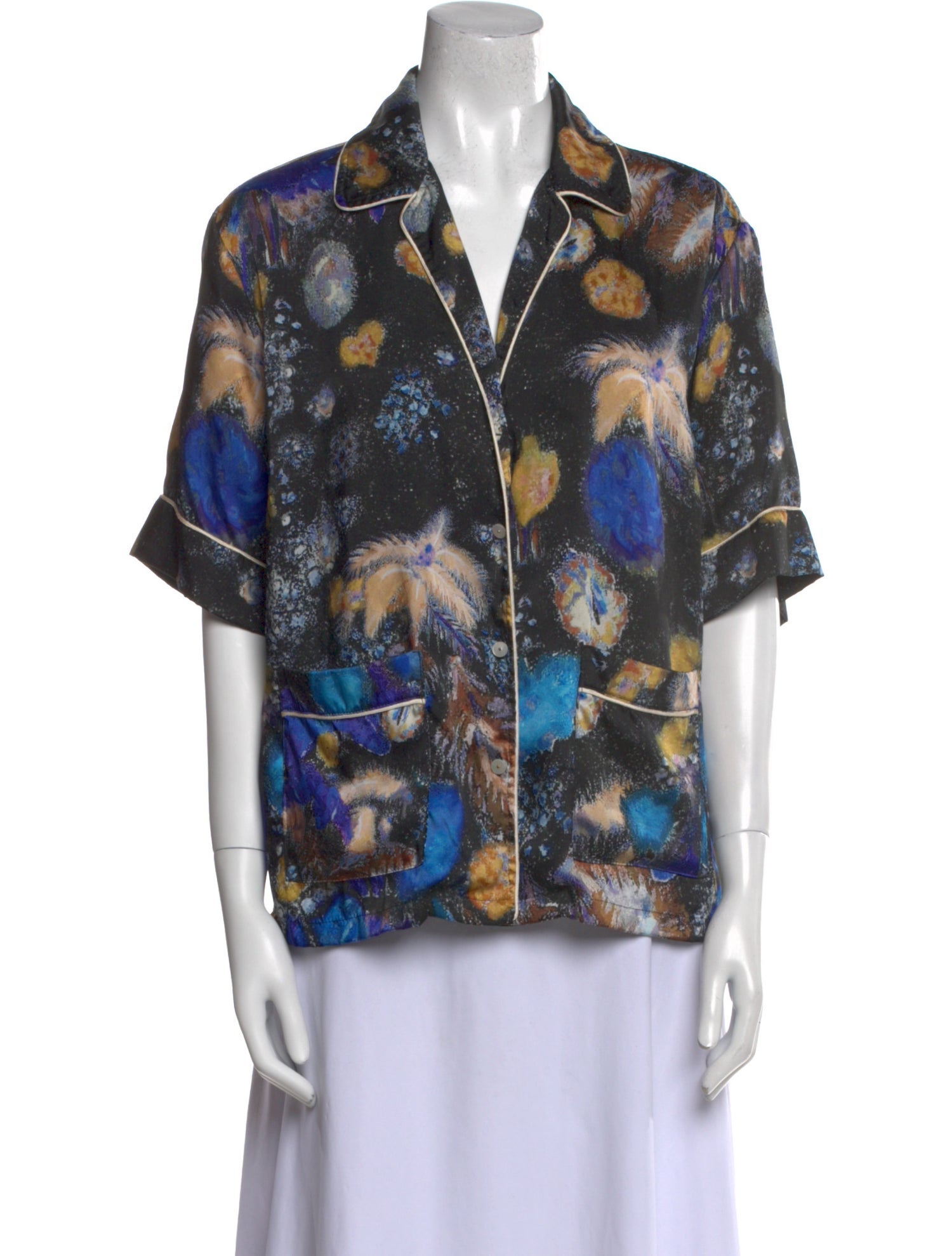 Peter Pilotto Printed Short Sleeve Button-Up Top