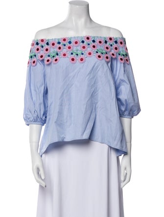 Peter Pilotto Off-The-Shoulder Three-Quarter Sleeve Crop Top