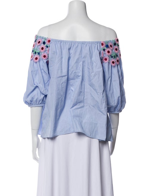 Peter Pilotto Off-The-Shoulder Three-Quarter Sleeve Crop Top