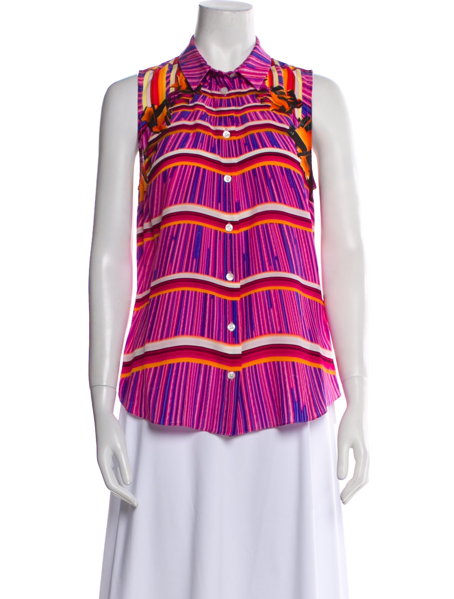 Peter Pilotto Silk Striped Button-Up Top