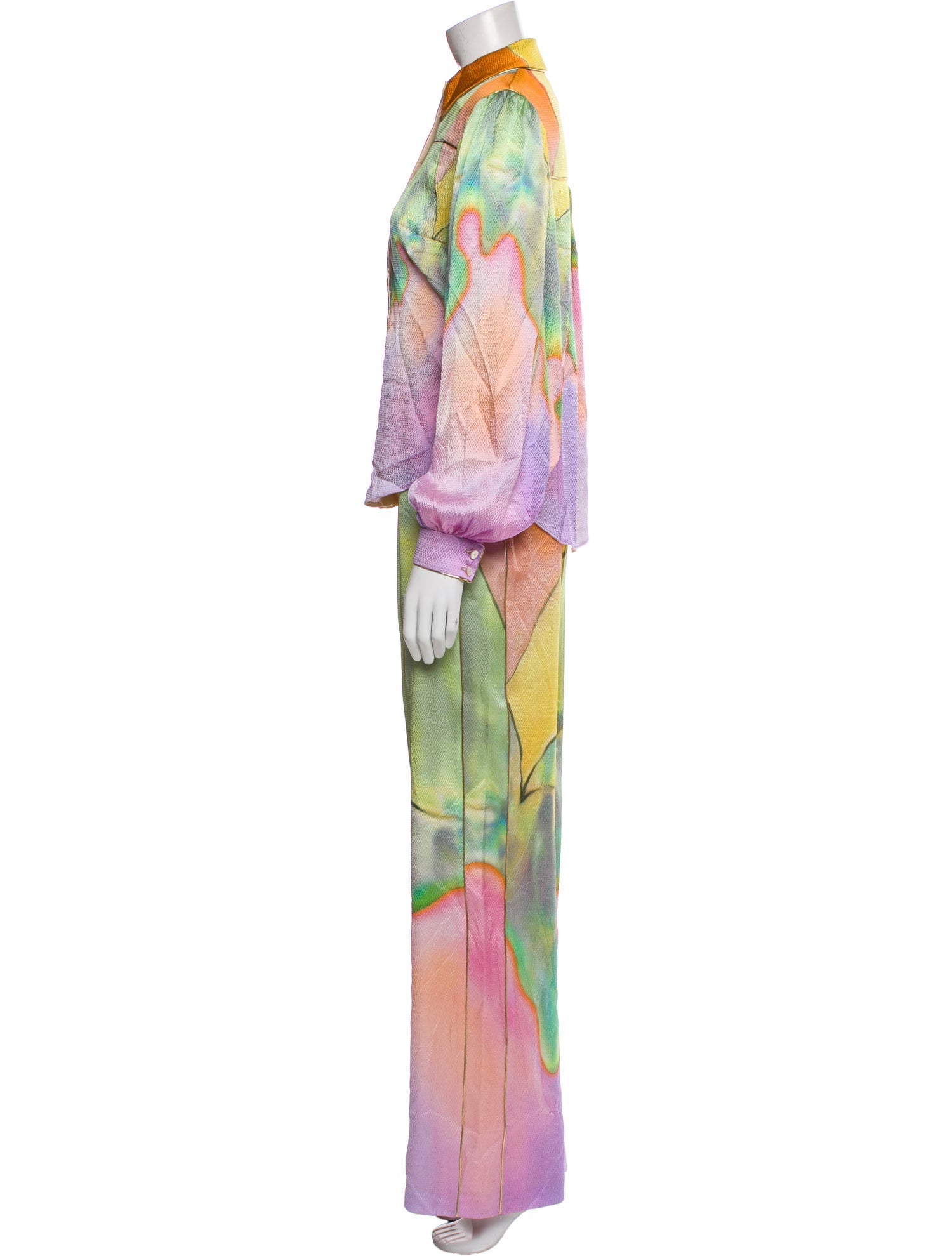 Peter Pilotto Silk Tie-Dye Print Pant Set