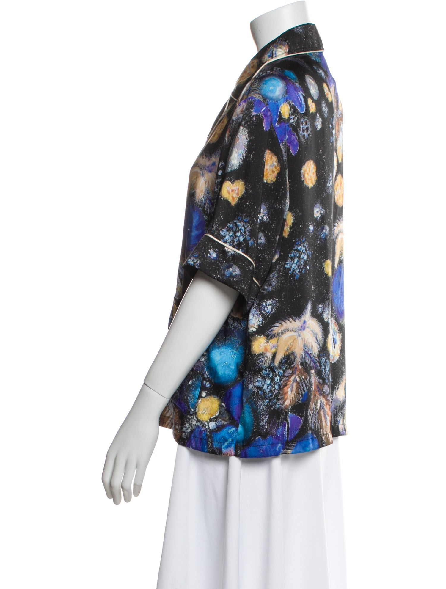 Peter Pilotto Printed V-Neck Button-Up Top