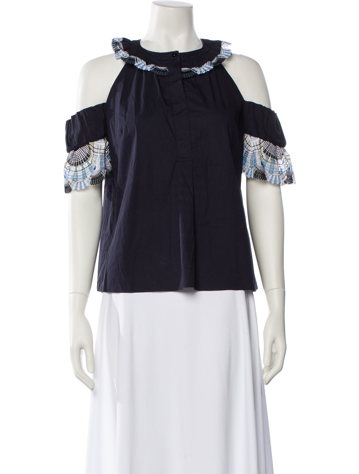 Peter Pilotto Off-The-Shoulder Short Sleeve Blouse