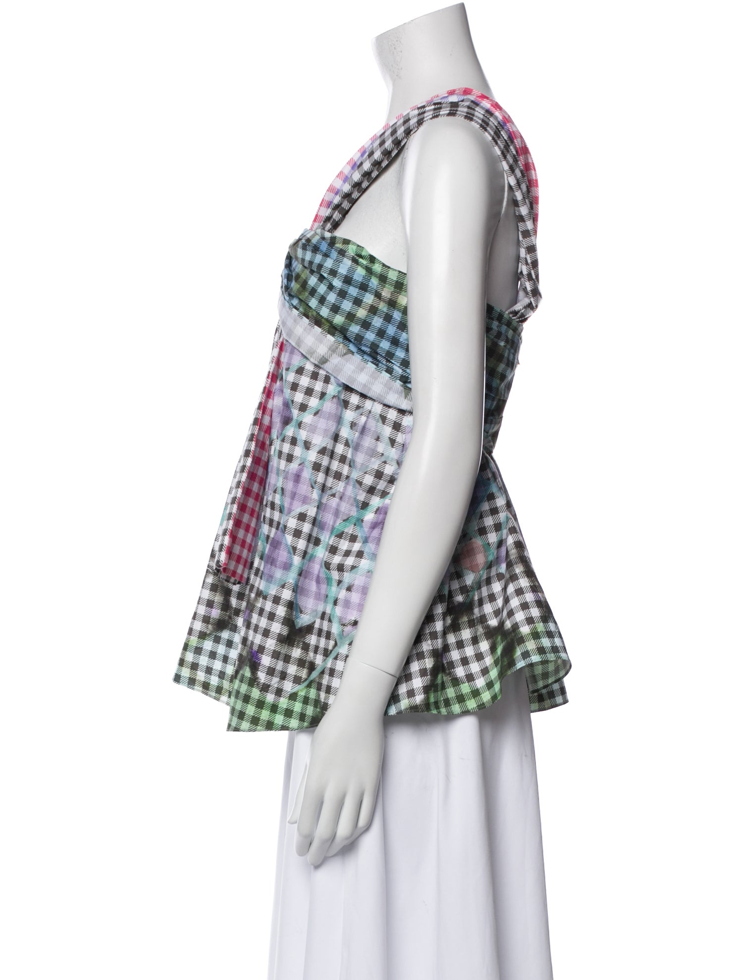 Peter Pilotto Plaid Print One-Shoulder Top