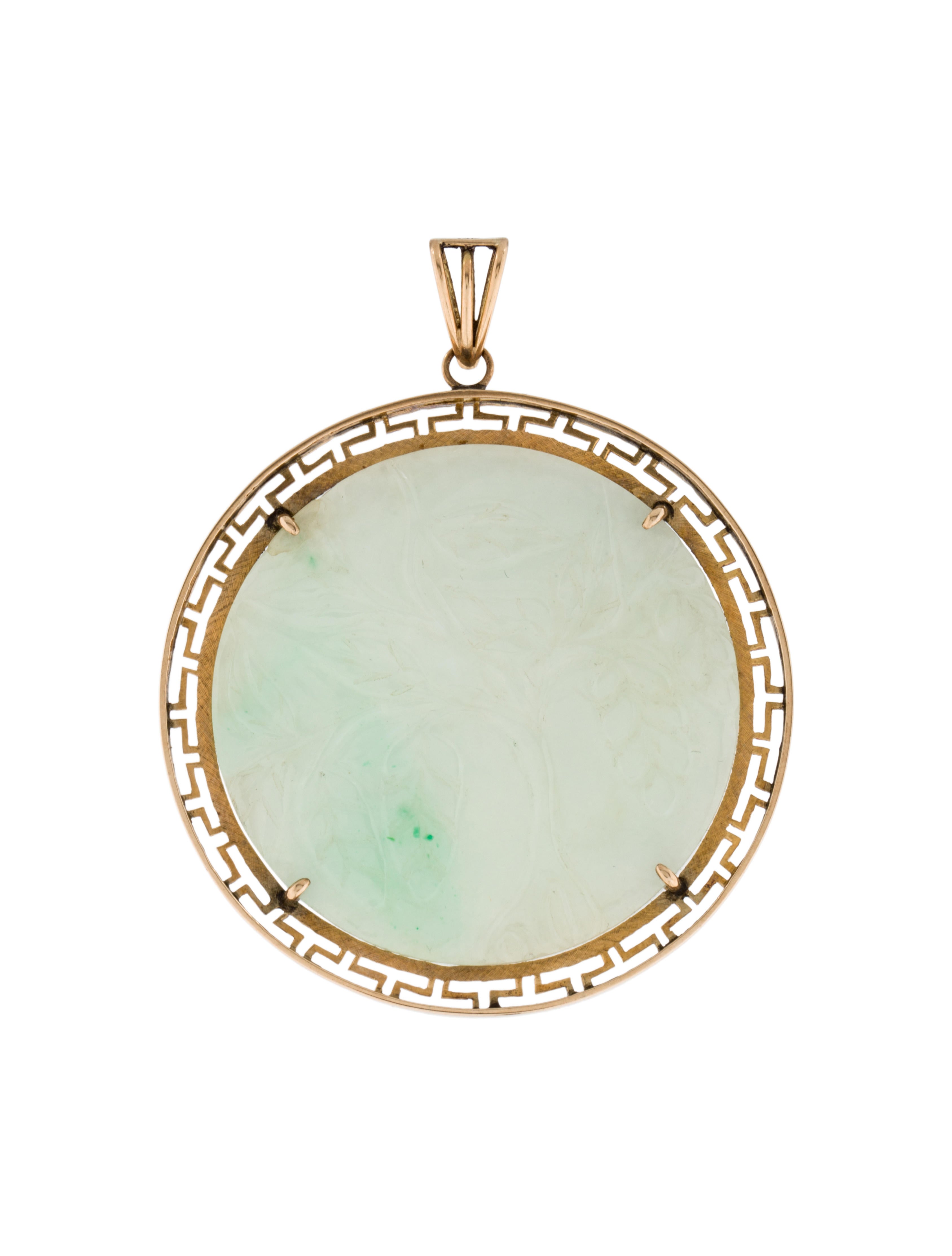 Pendant 14K Carved Dyed Jadeite Pendant Necklaces PENDA20949 The