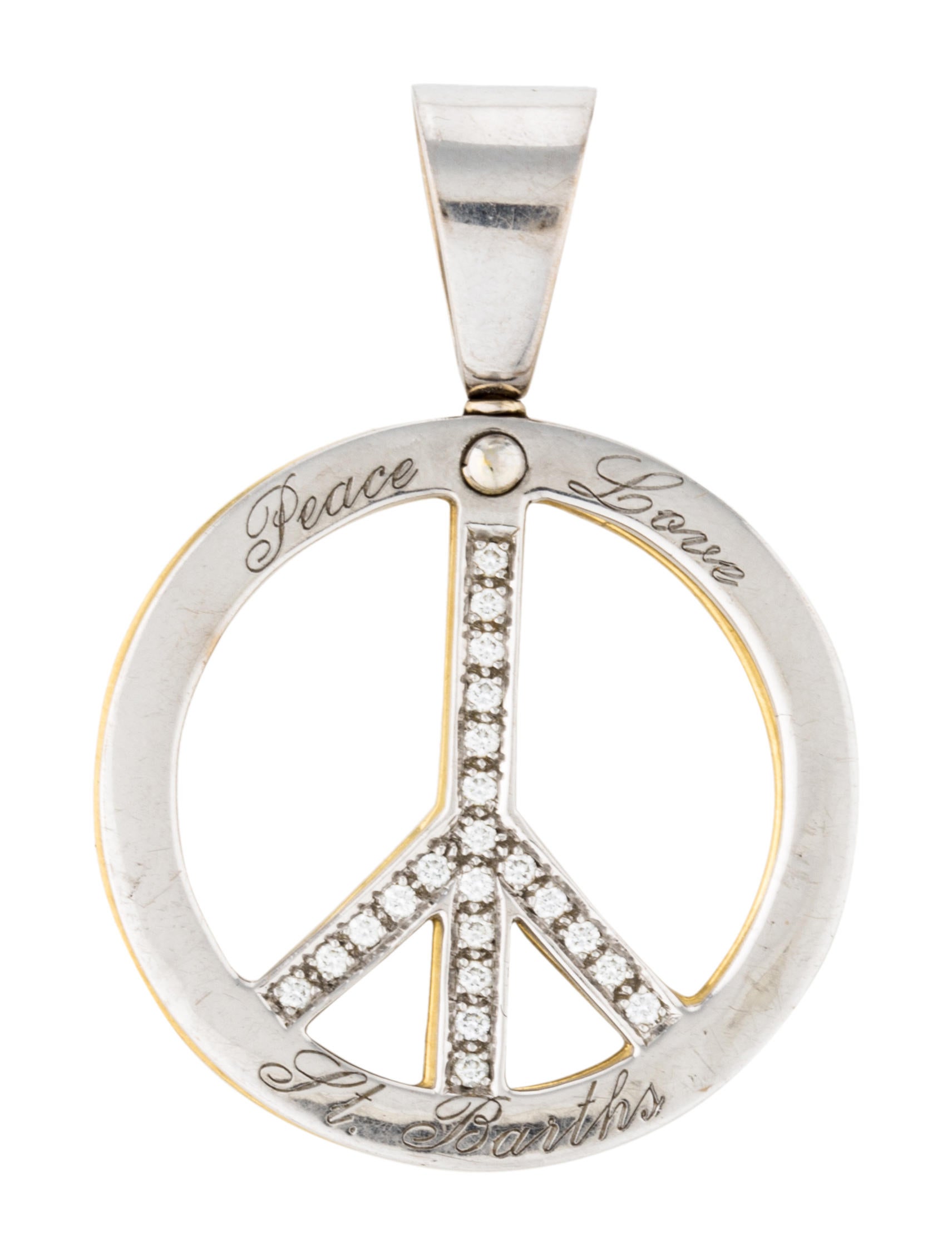 18k Reversible Diamond Peace Sign Pendant Necklaces Penda24946 18k Reversible Diamond Peace Sign Pendant