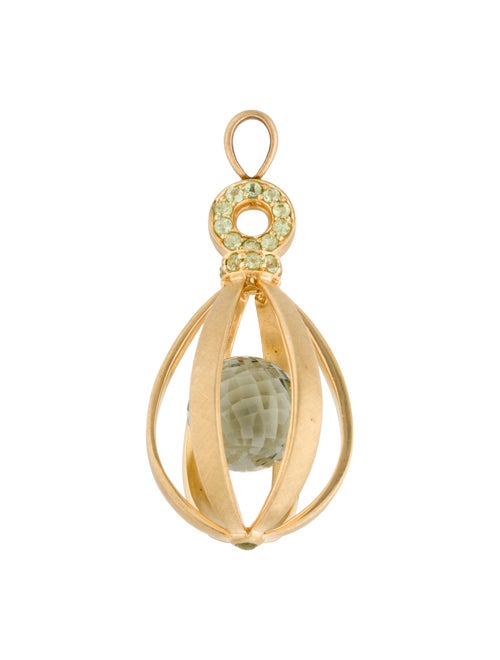 18K Yellow Quartz & Peridot Cage Pendant yellow