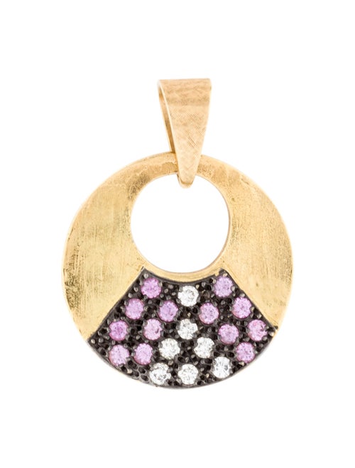 18K Pink Sapphire & Diamond Pendant yellow