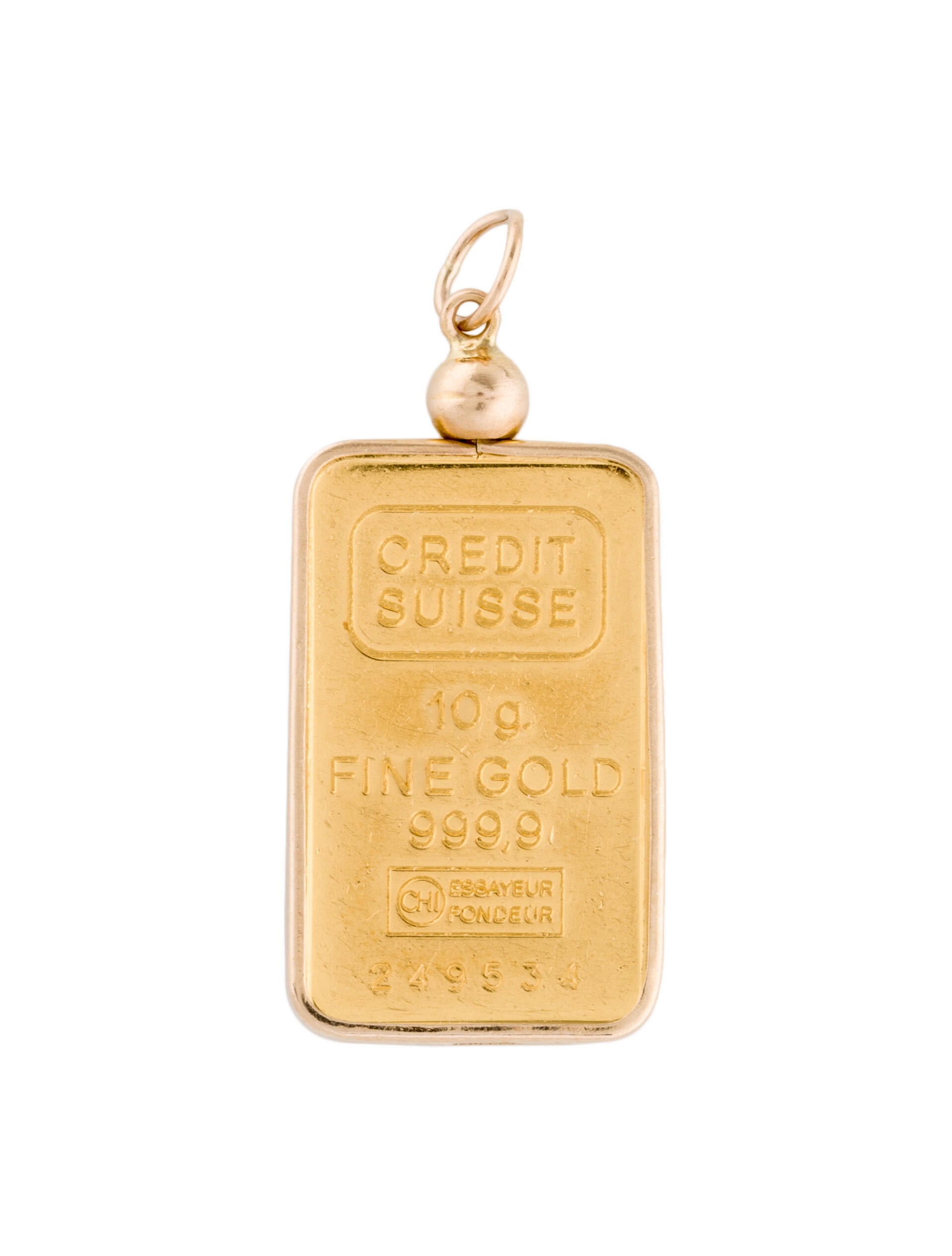 Pendant 14K & 24K Credit Suisse 10g Bar Pendant