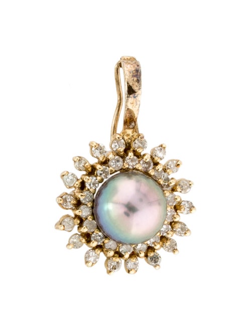 Pendant 14K Pearl & Diamond Halo Pendant yellow