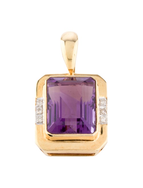 14K 13.46ct Amethyst & Diamond Pendant yellow