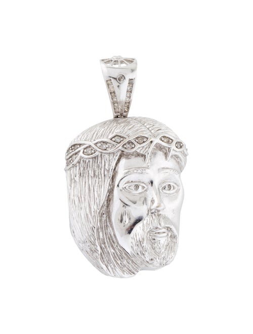 14K Diamond Jesus Pendant white