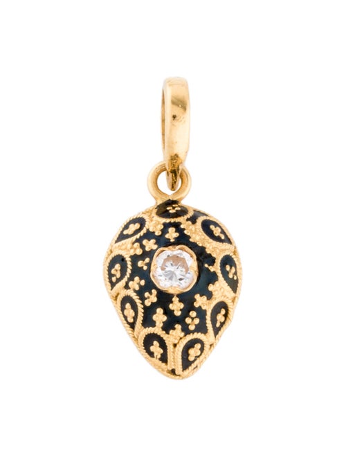 Pendant 22K DIamond Enamel Pendant yellow