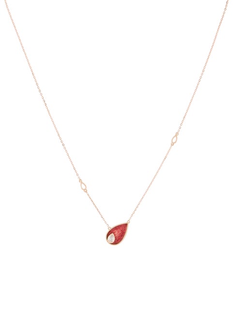 18K Diamond & Enamel Pendant Necklace rose