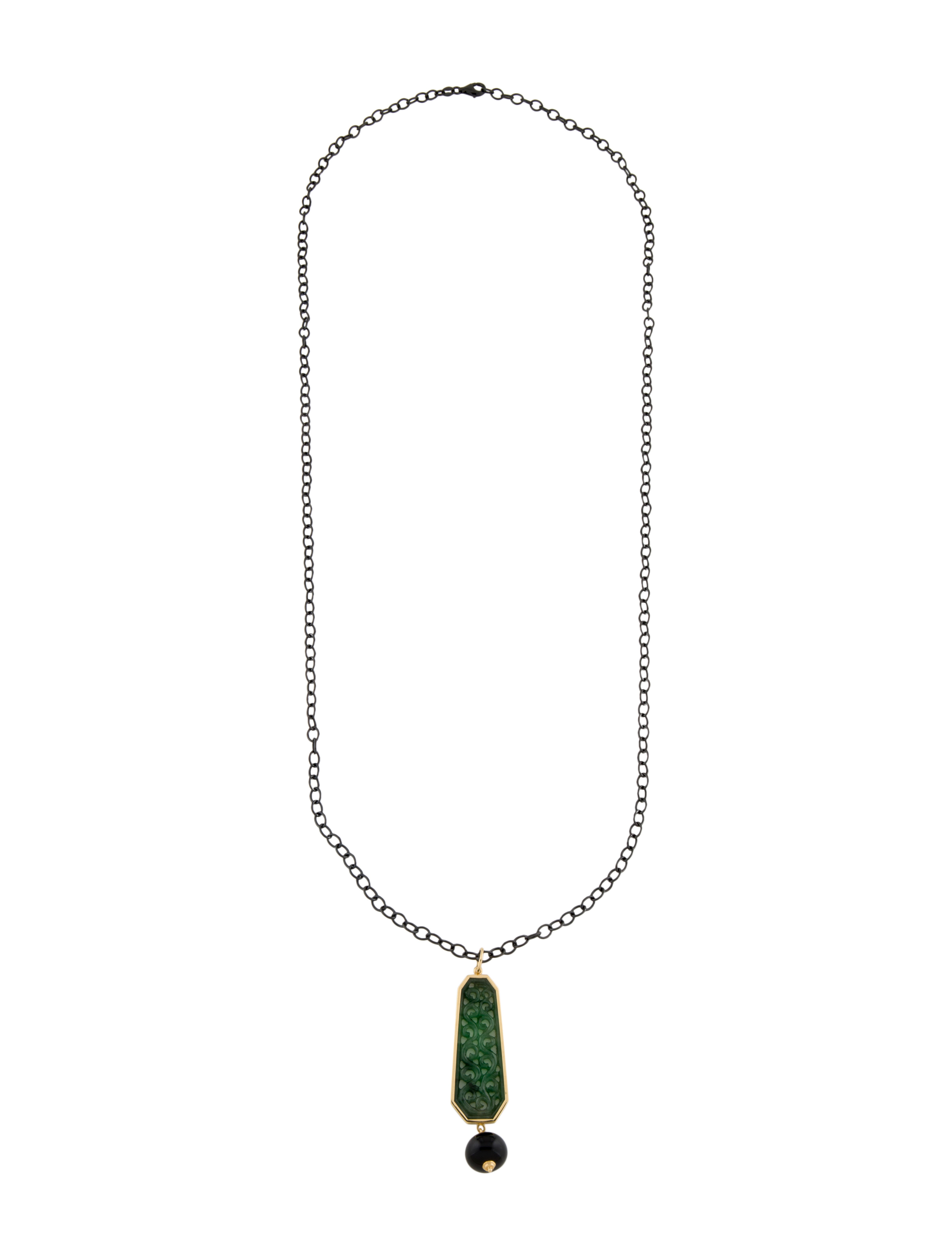 Pendant Two-Tone Dyed Jadeite & Onyx Pendant Necklace