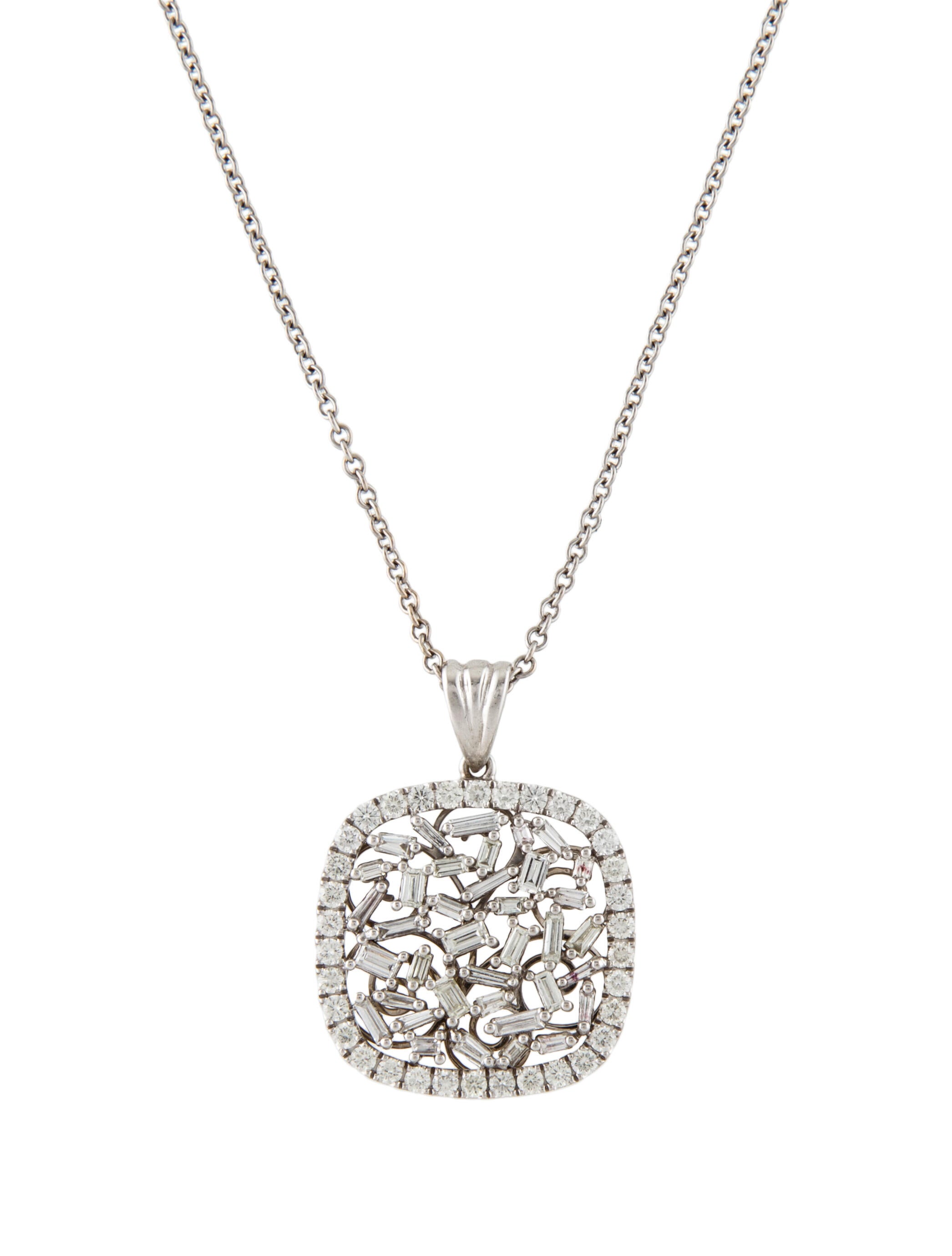 Pendant 14K 1.59ctw Diamond Pendant RhodiumPlated 14K White Gold