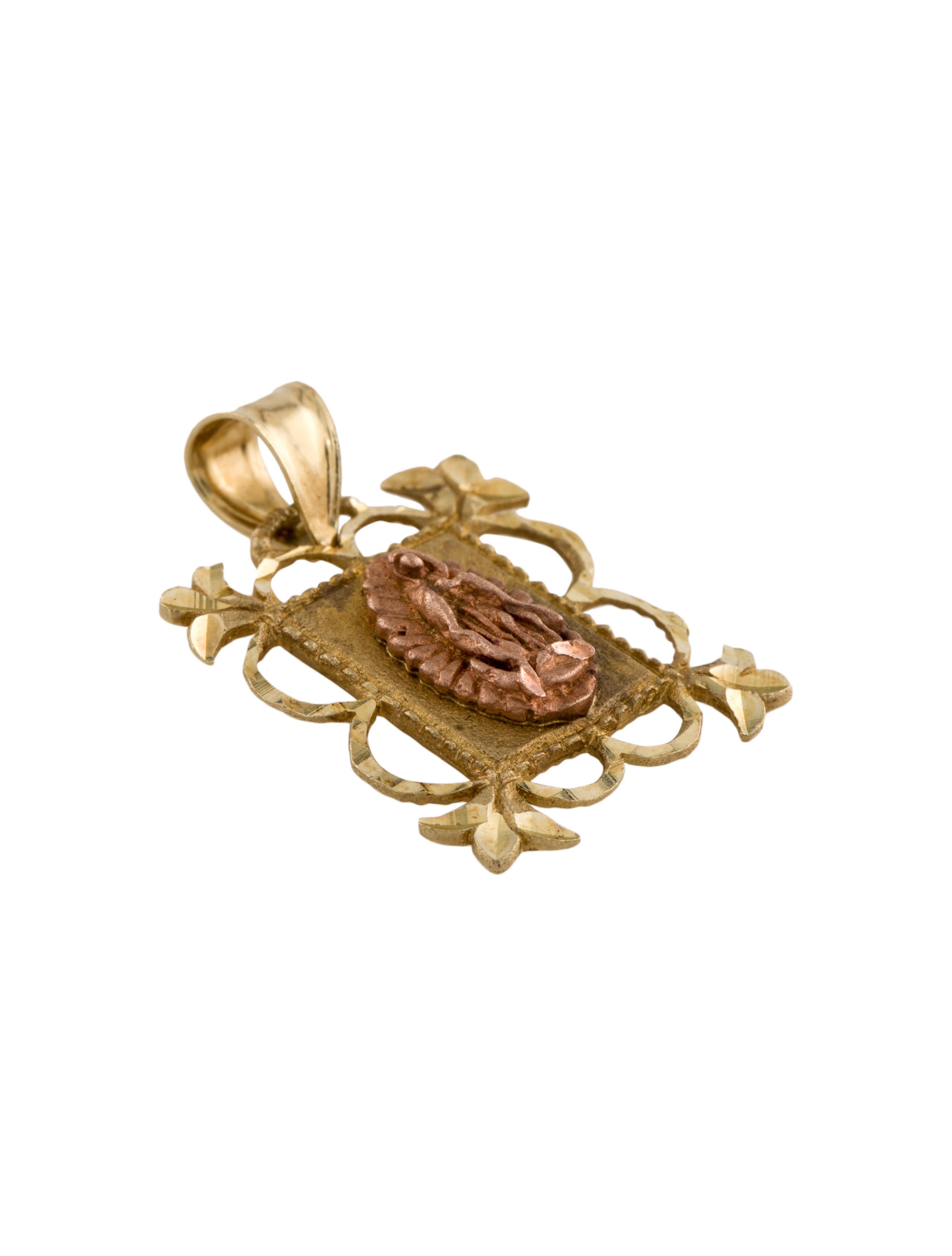 Pendant 14K Religious Icon Pendant 14K Yellow Gold Pendant Necklace