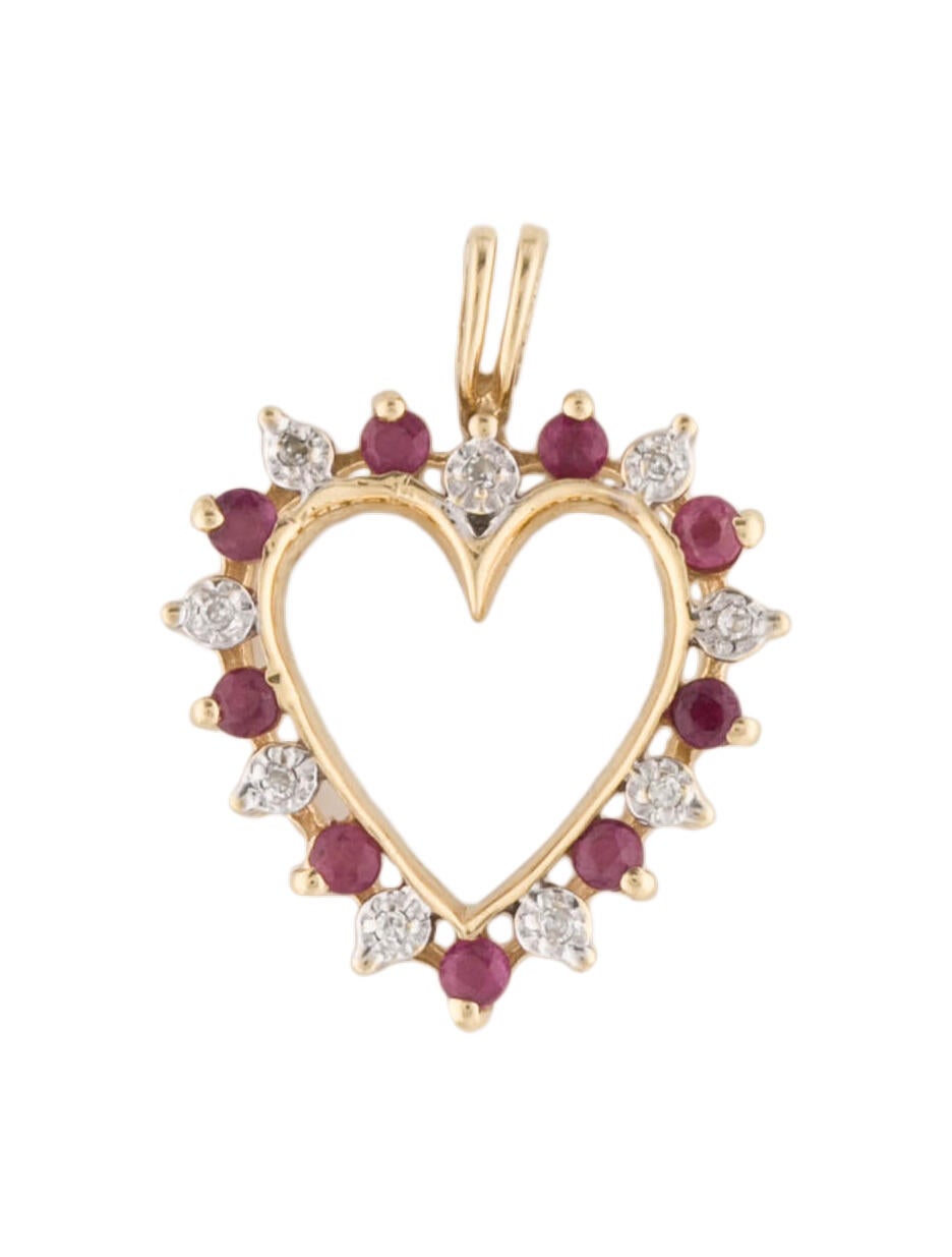 Pendant 14K Ruby & Diamond Heart Pendant
