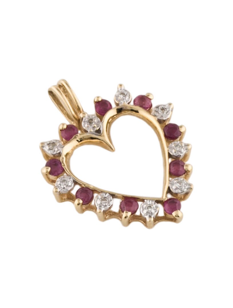 Pendant 14K Ruby & Diamond Heart Pendant