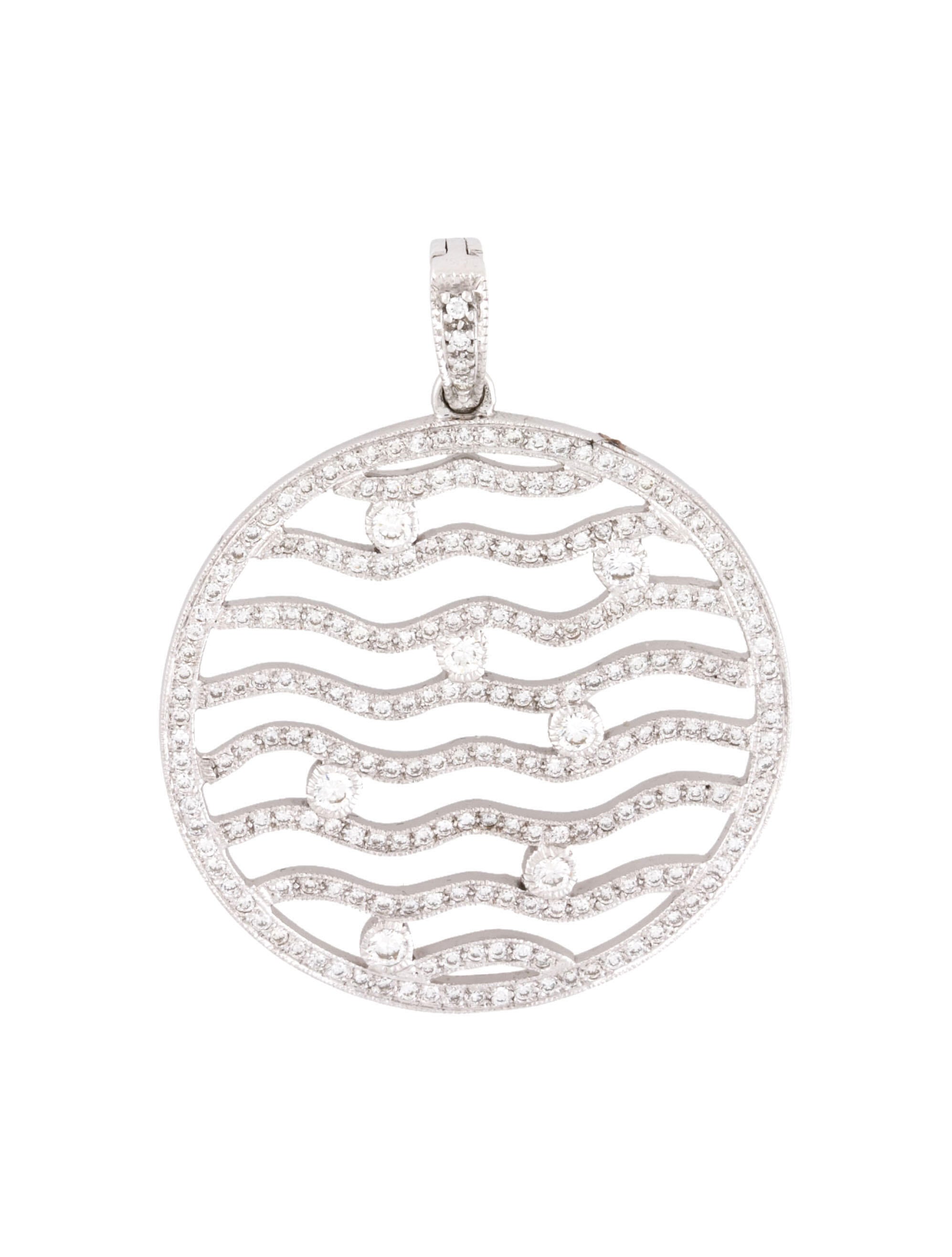 Pendant Leslie Greene 18K Diamond Wave Pendant Necklace Rhodium