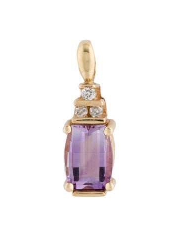 Pendant Necklace 14K Amethyst & Diamond