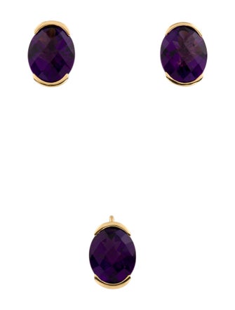 Pendant 18K Amethyst Pendant & Earring Set