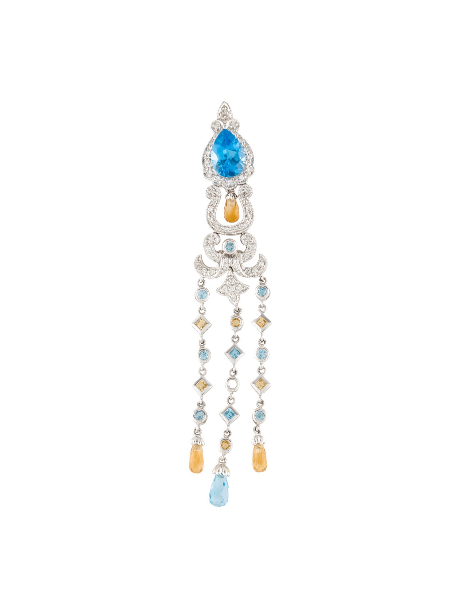 Pendant 14K Topaz, Citrine & Diamond Chandelier Pendant