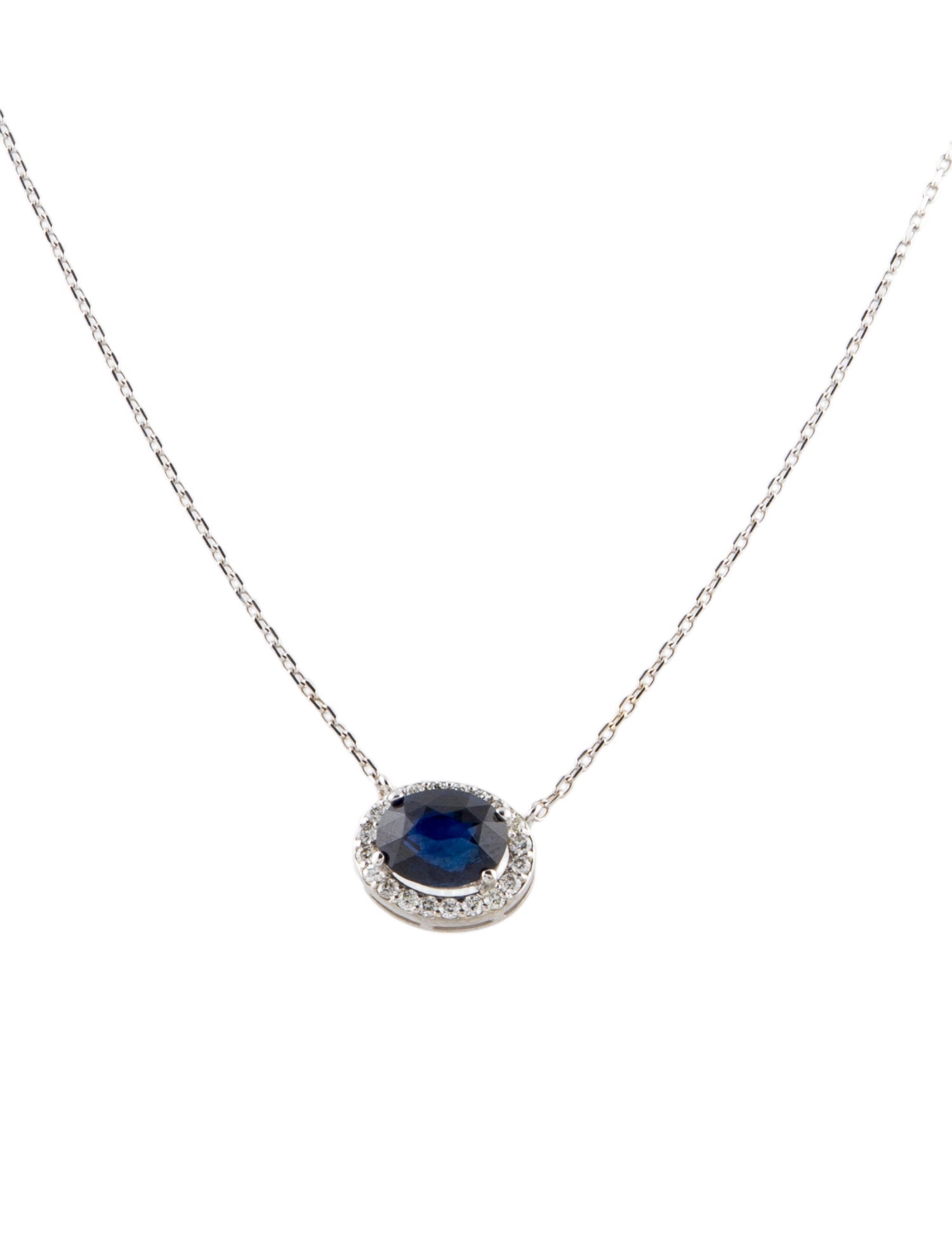 Pendant 14K 2.05ct Sapphire & Diamond Pendant Necklace