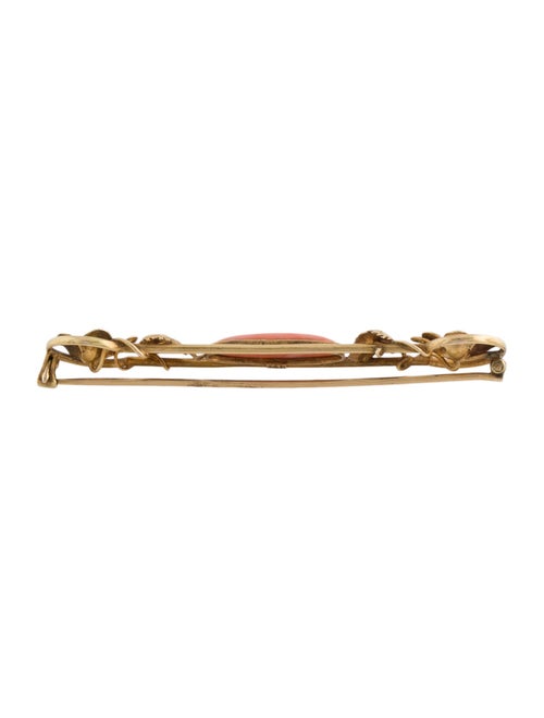 Pendant Antique 14K Coral & Pearl Bar Brooch