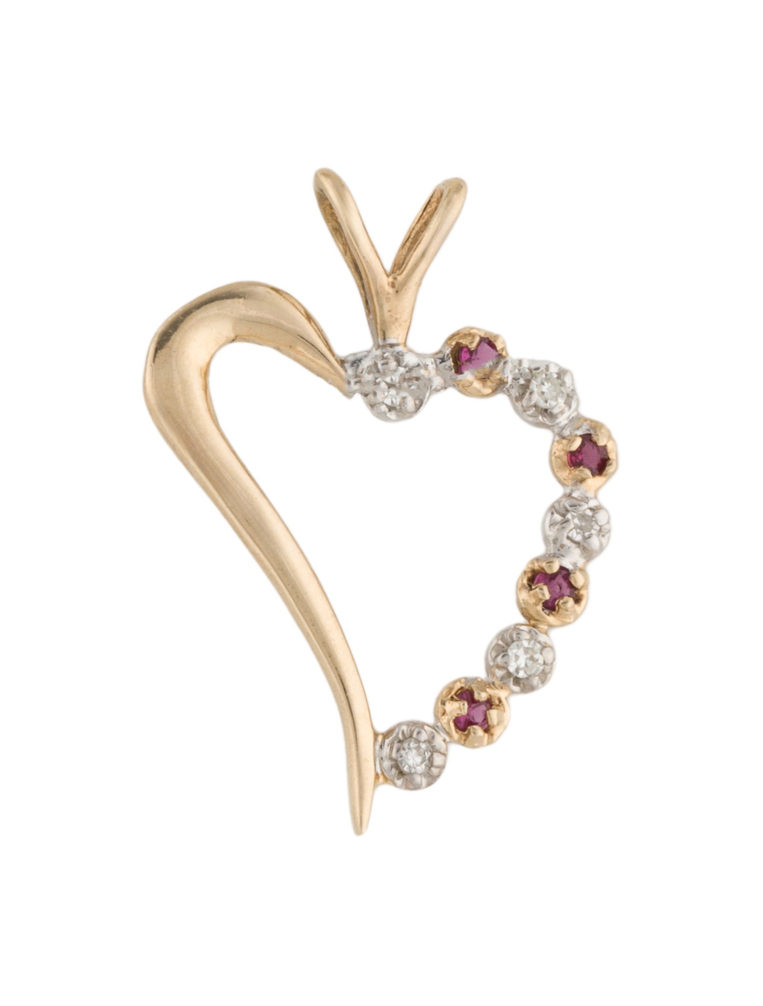 Pendant 14K Ruby & Diamond Heart Pendant