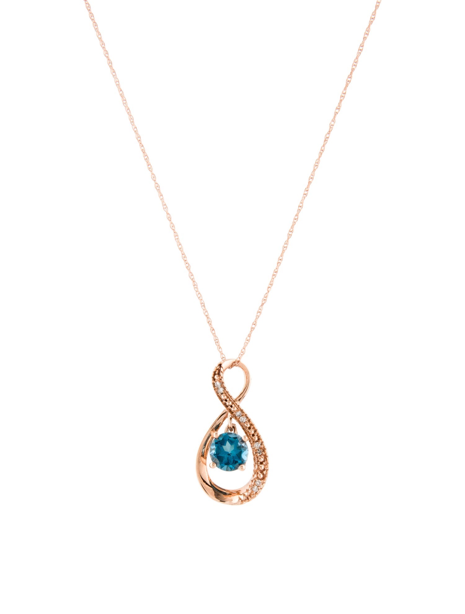 Pendant 14K Topaz & Diamond Pendant Necklace