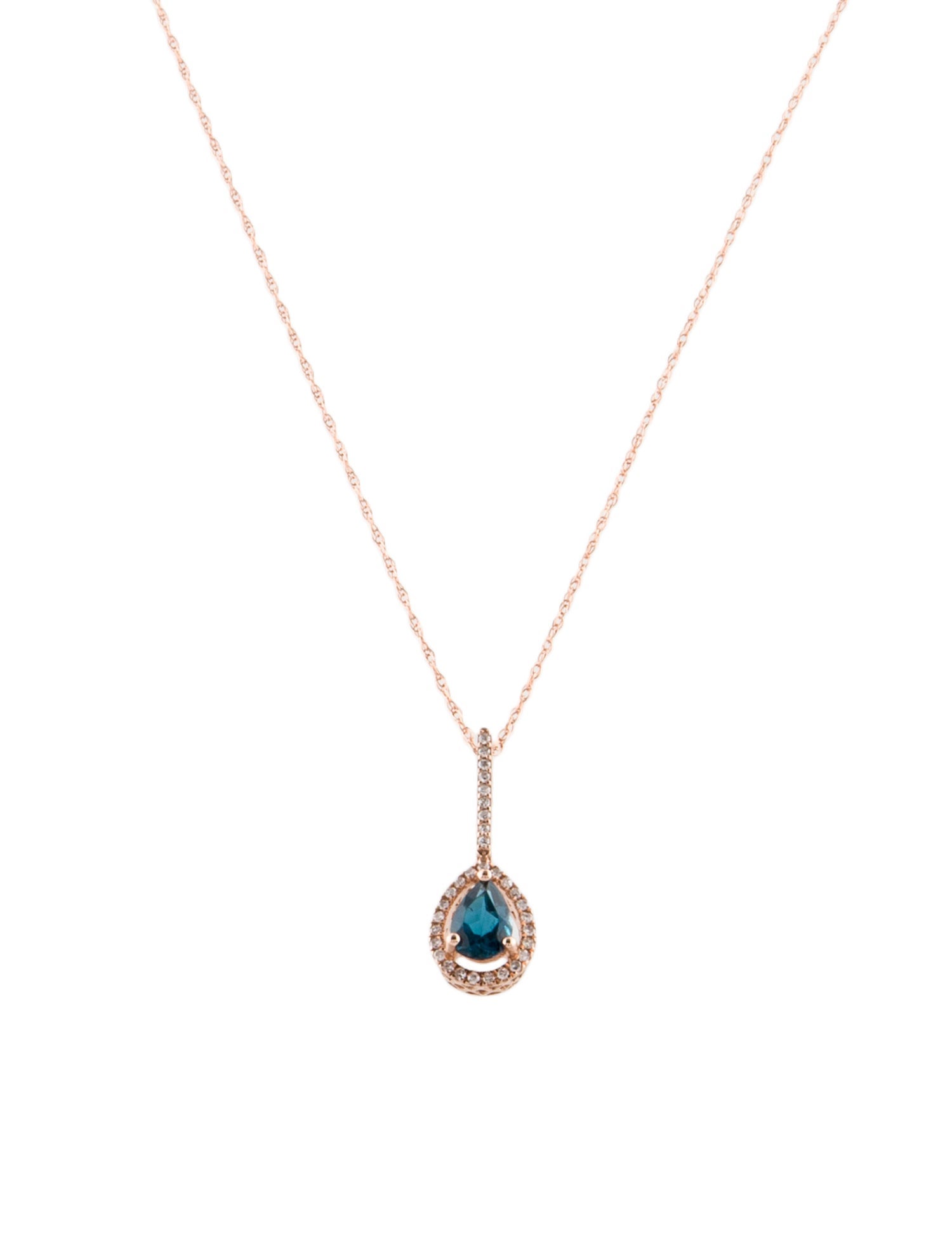 Pendant 14K Topaz & Diamond Pendant Necklace