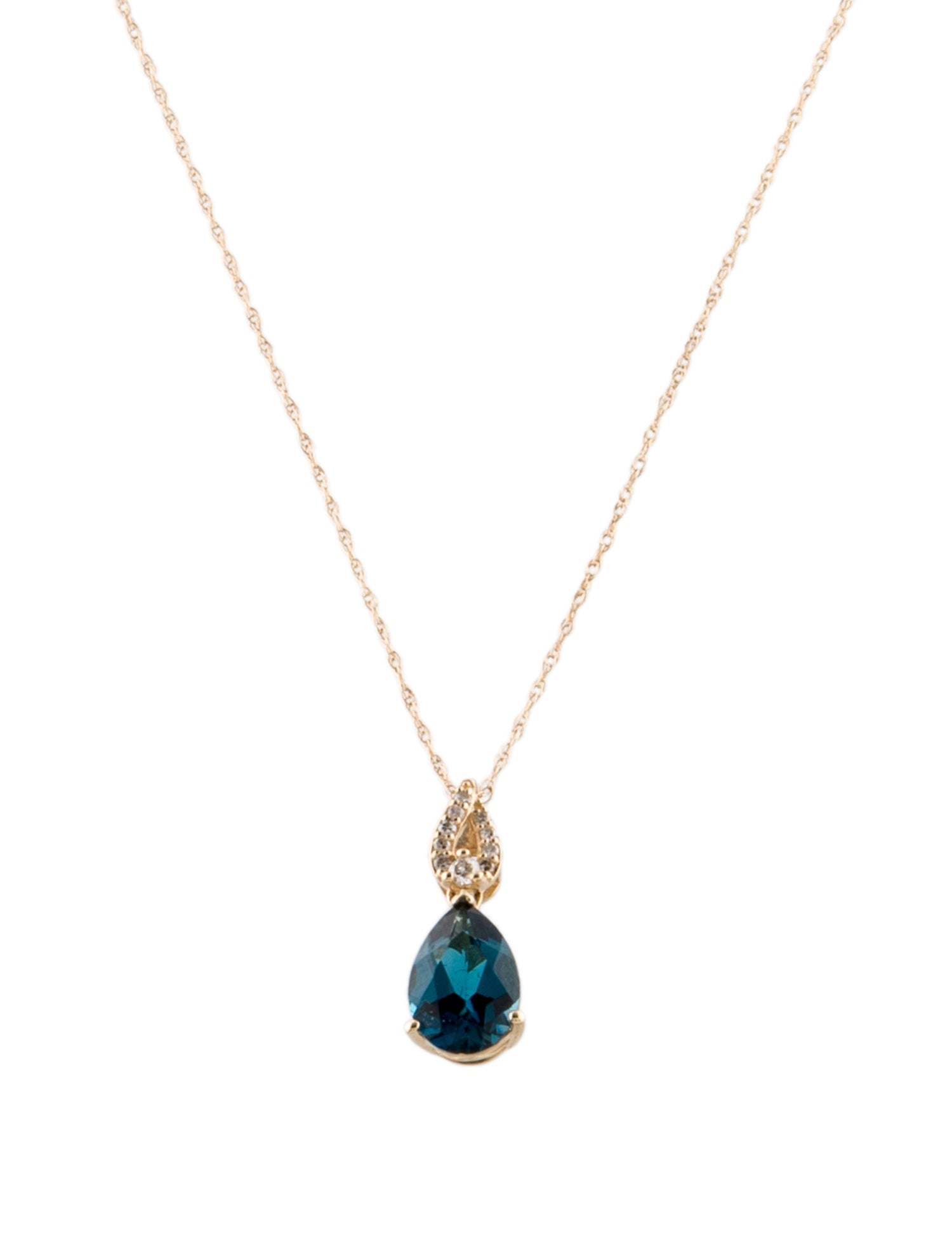 Pendant 14K 1.34ct Topaz & Diamond Pendant Necklace
