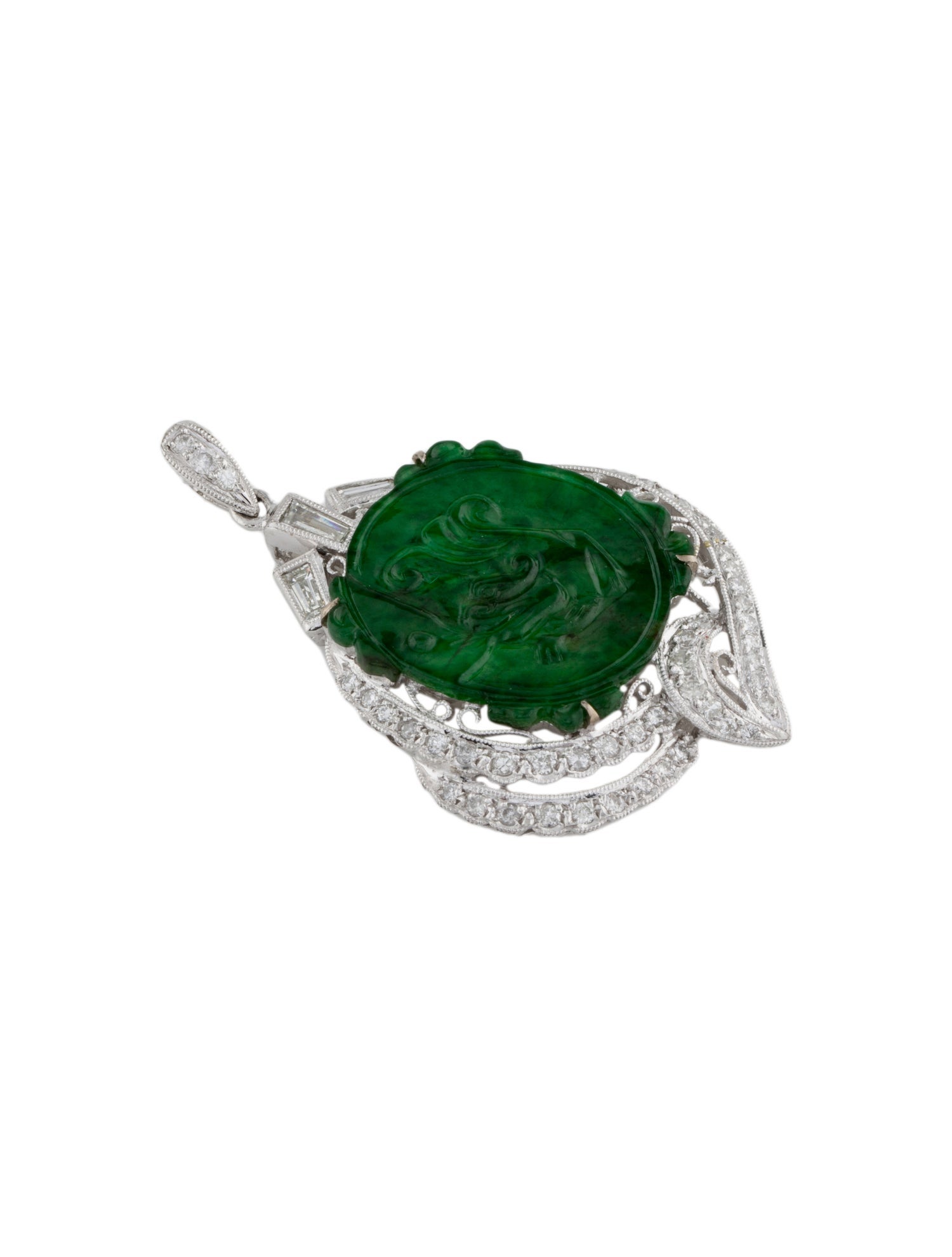 Pendant 18K Dyed Jadeite & Diamond Pendant