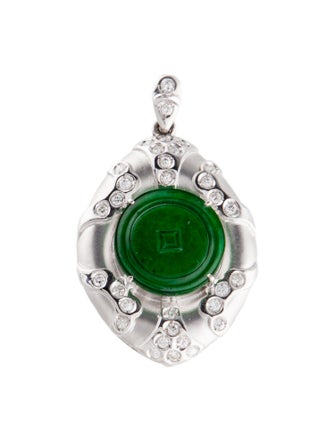 Pendant 18K Diamond & Dyed Jadeite Pendant Necklace