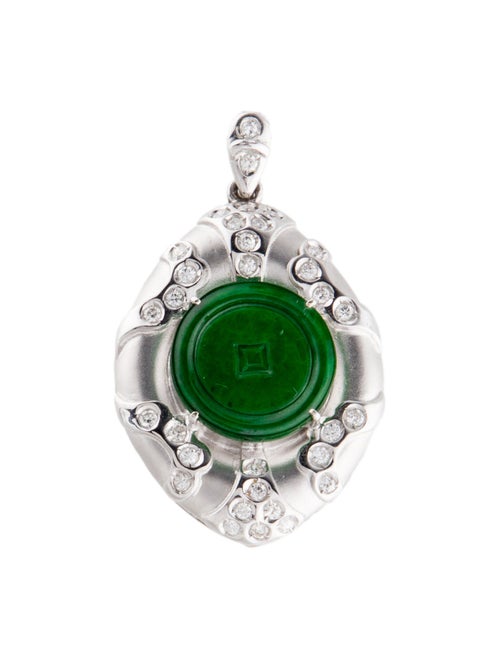 Pendant 18K Diamond & Dyed Jadeite Pendant Necklace