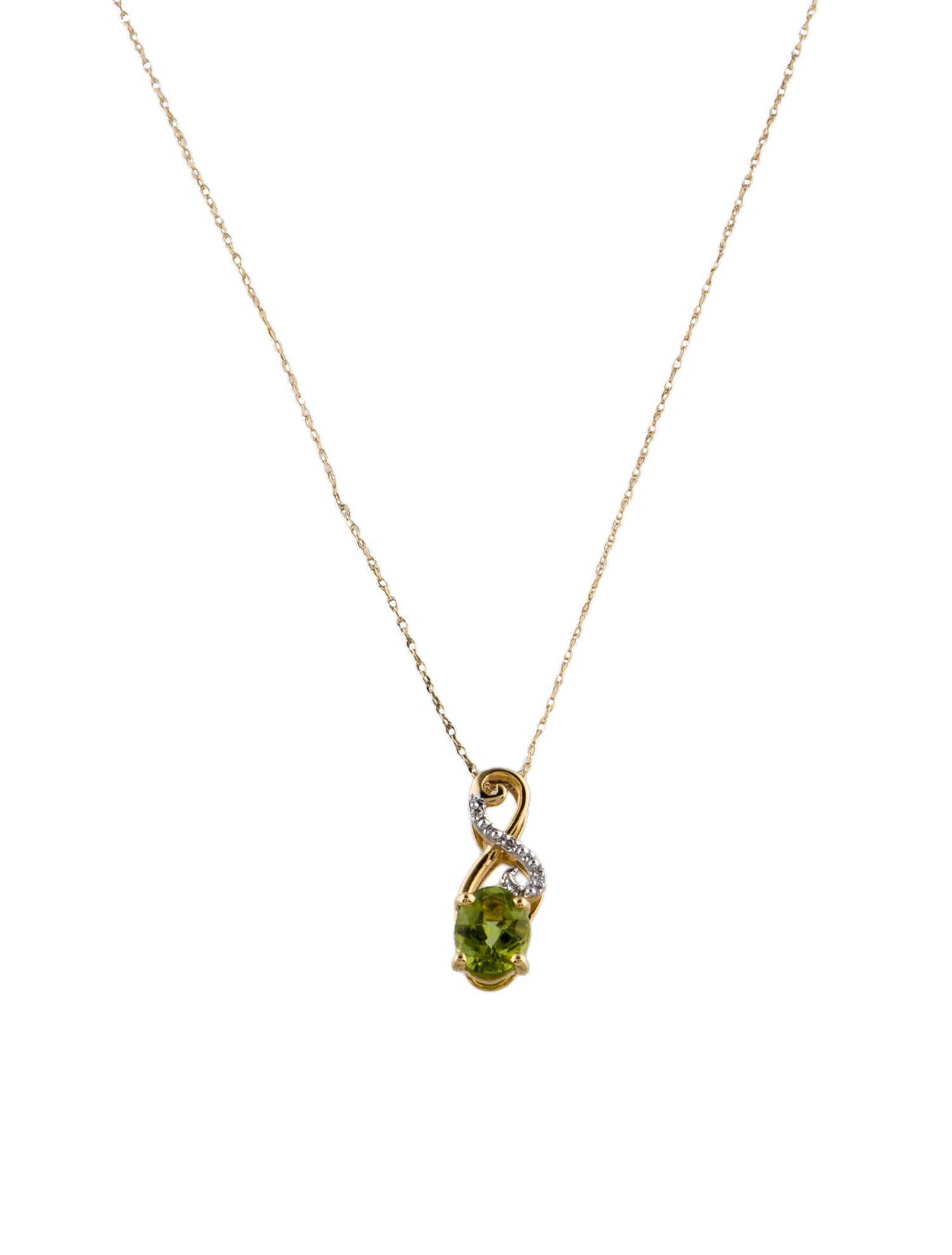 Pendant 14K 1.06ct Peridot & Diamond Pendant Necklace