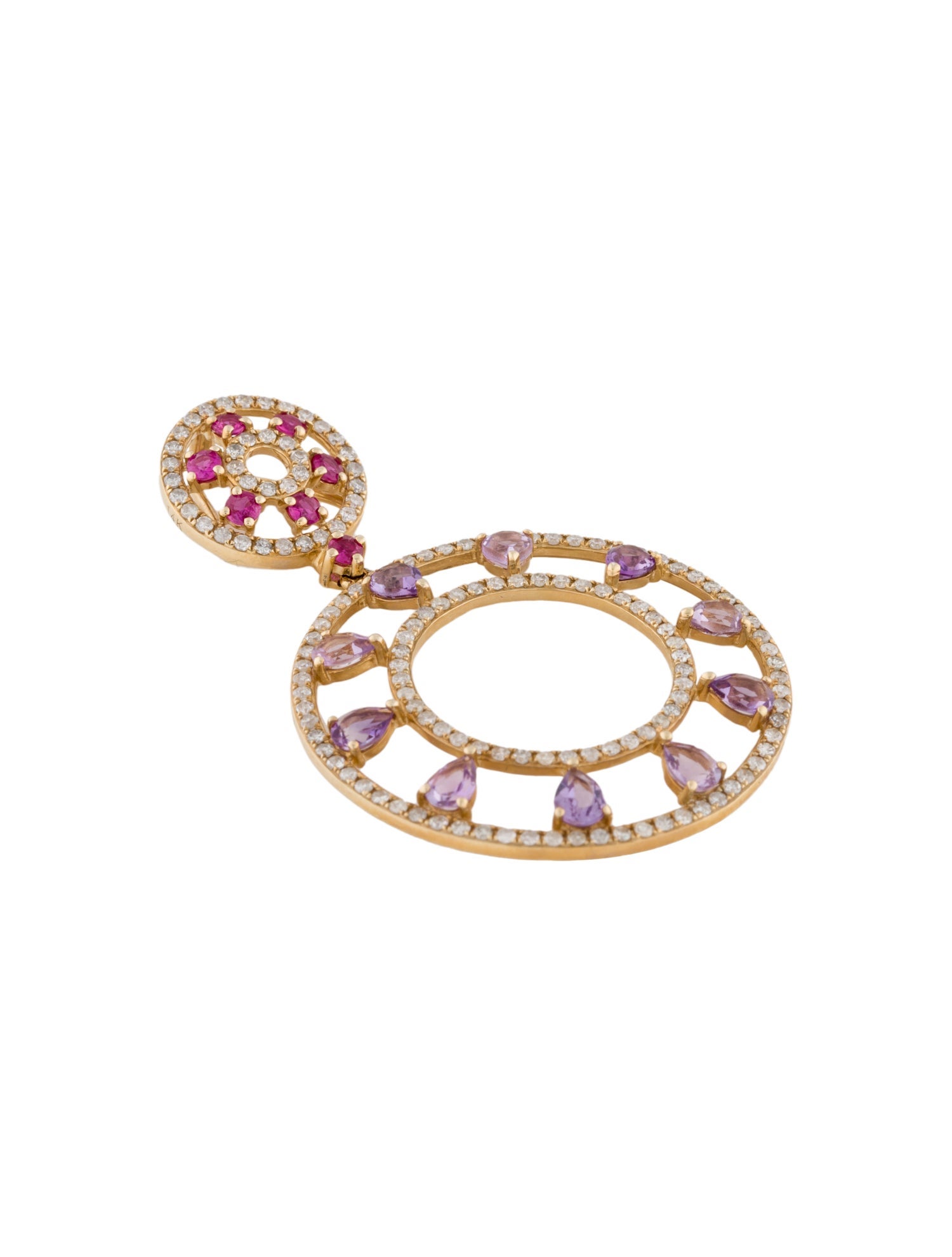 Pendant 14K 1.27ct Amethyst, Ruby & Diamond Pendant