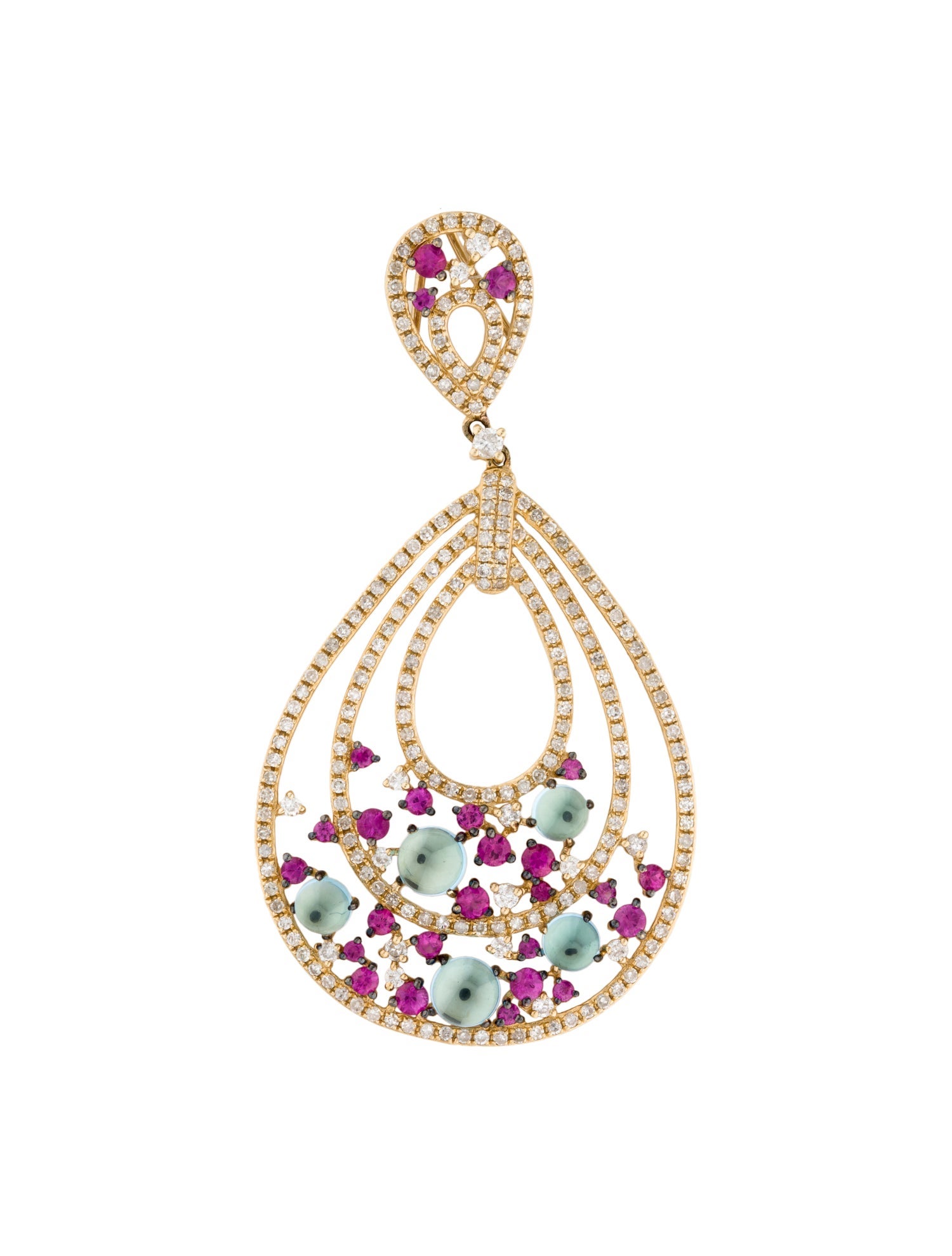 Pendant 14K Topaz, Ruby & Diamond Necklace