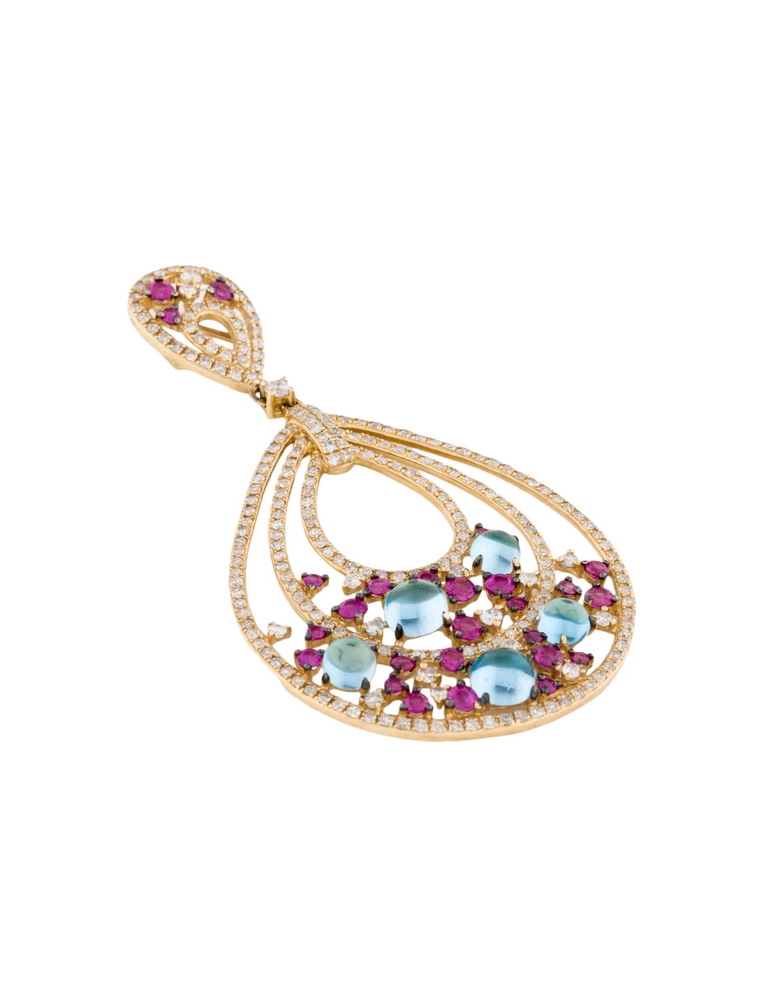 Pendant 14K Topaz, Ruby & Diamond Necklace